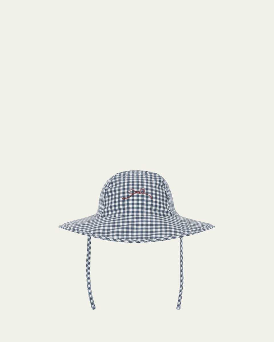 Solina Gingham-Print Swim Hat, Size 6M-8